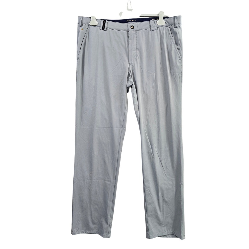 Meyer Augusta Golf Pants Mens 40/34 Grey Solid Performance Stretch Trousers 357